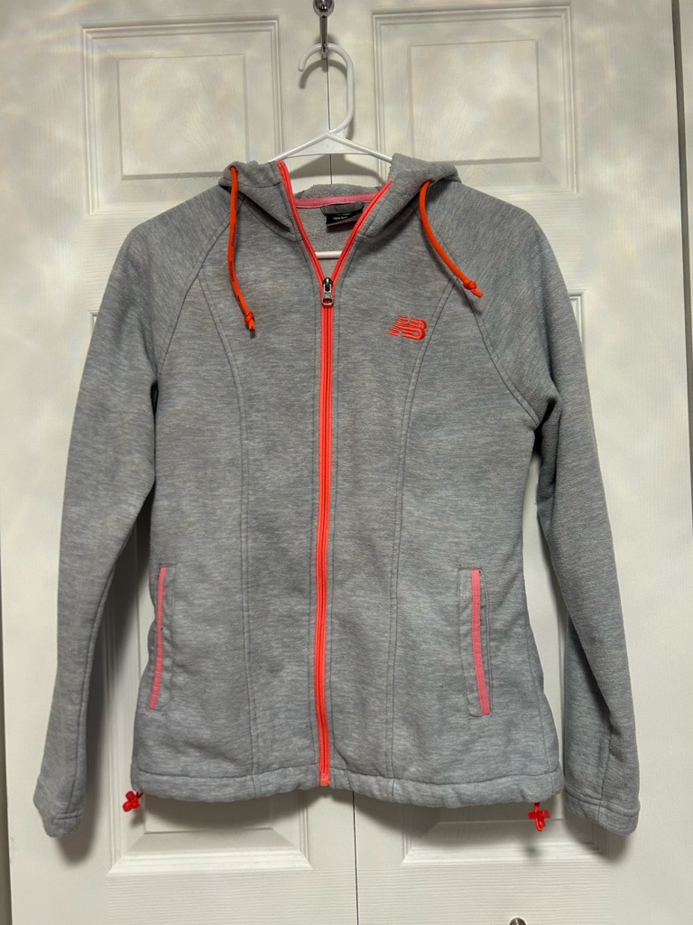 New Balance Gray Fleece Jacket with Coral Accents Women’s Size S